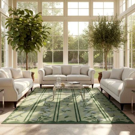 Handcrafted Cotton and Wool Handknotted Rug Accent for Home